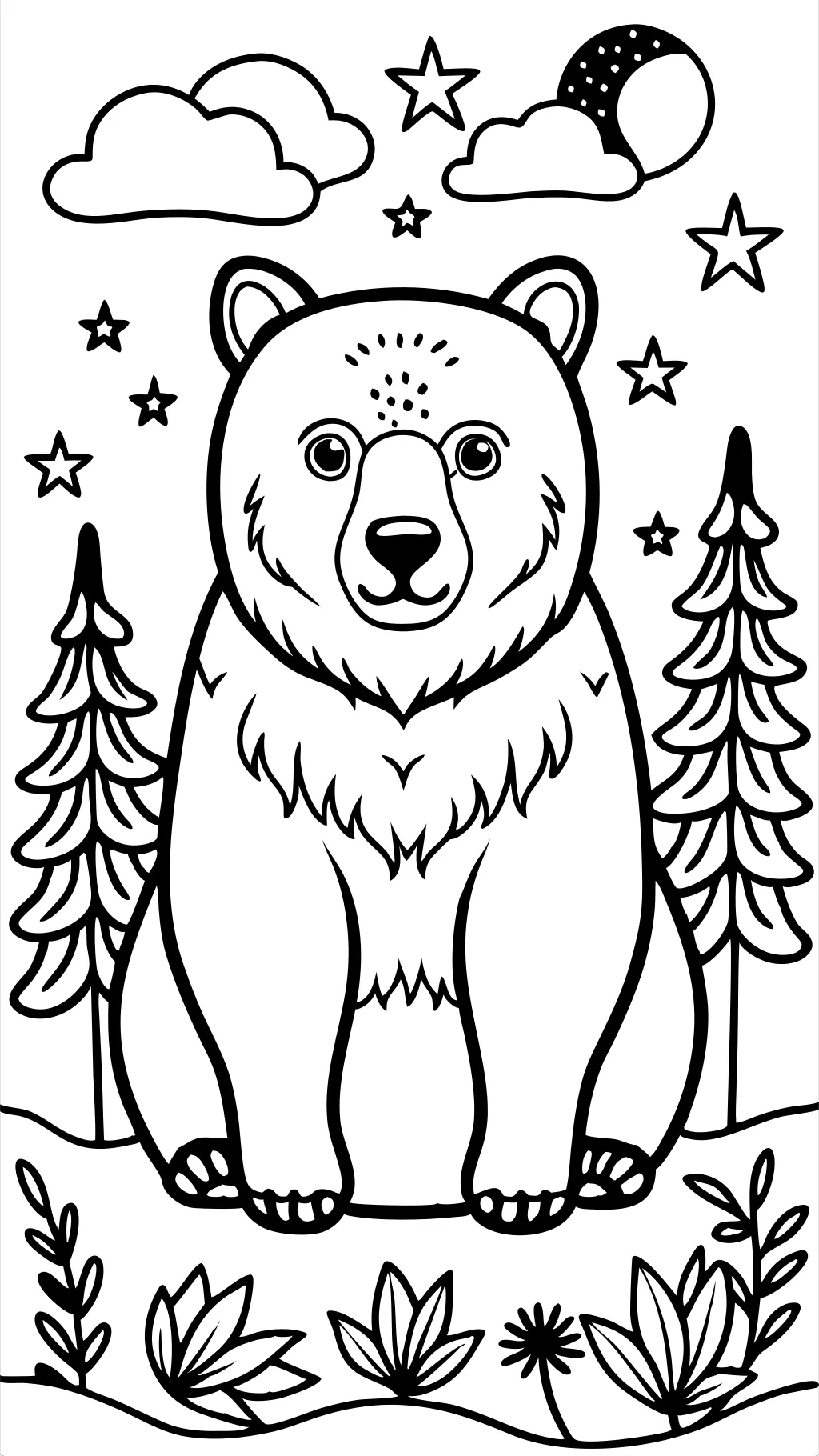 coloring page of a black bear